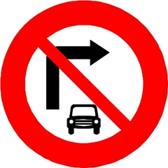 Biển số P.103b "Cấm xe ô tô rẽ phải"